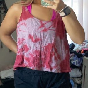 Red tie dye tank top